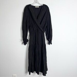 Shaina Mote Midi Dress Women Large Maxi Satin Cupro Black R